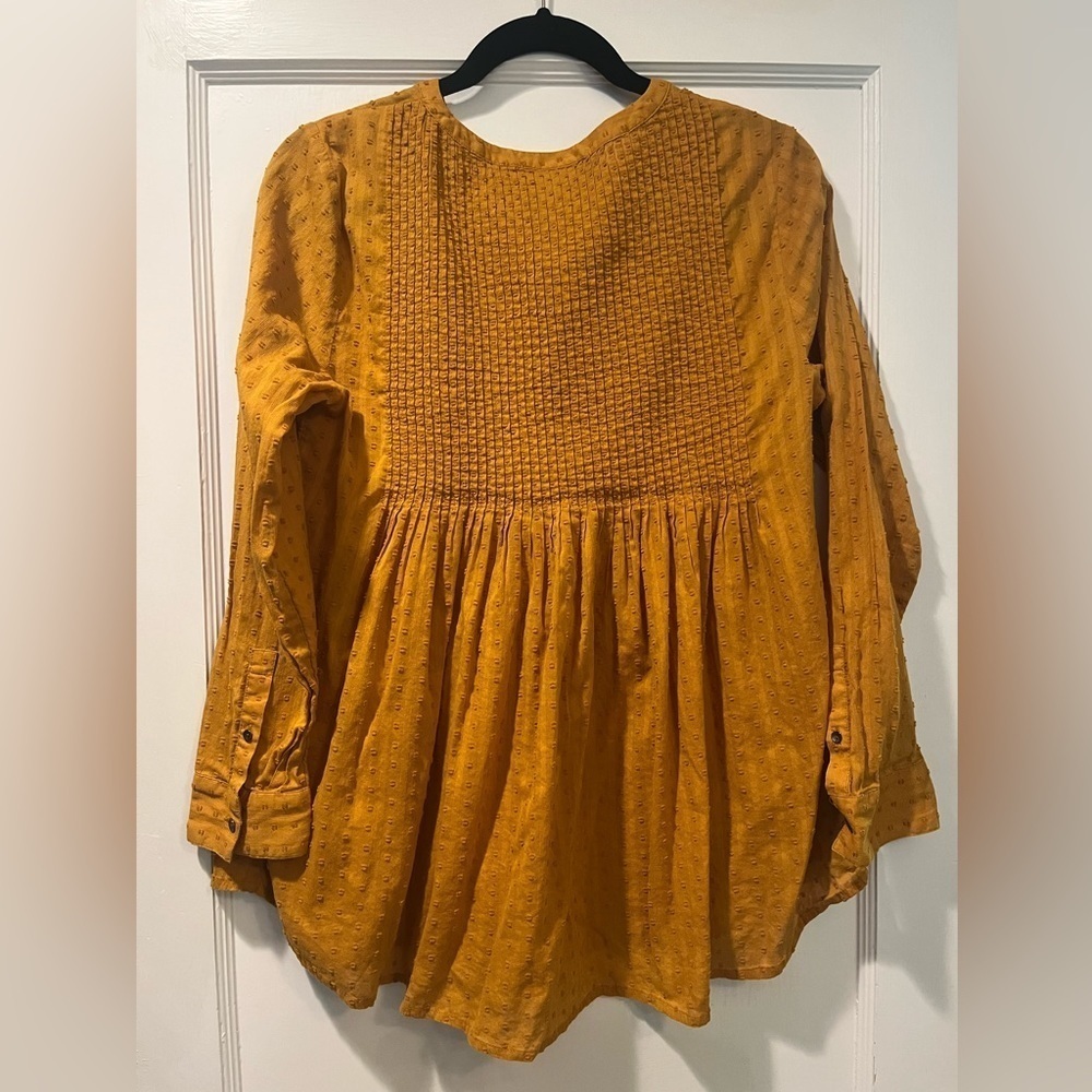 J.Jill Mustard Yellow Lightweight Oversized 100% Cotton Blouse Tunic Size Small - Picture 4 of 5